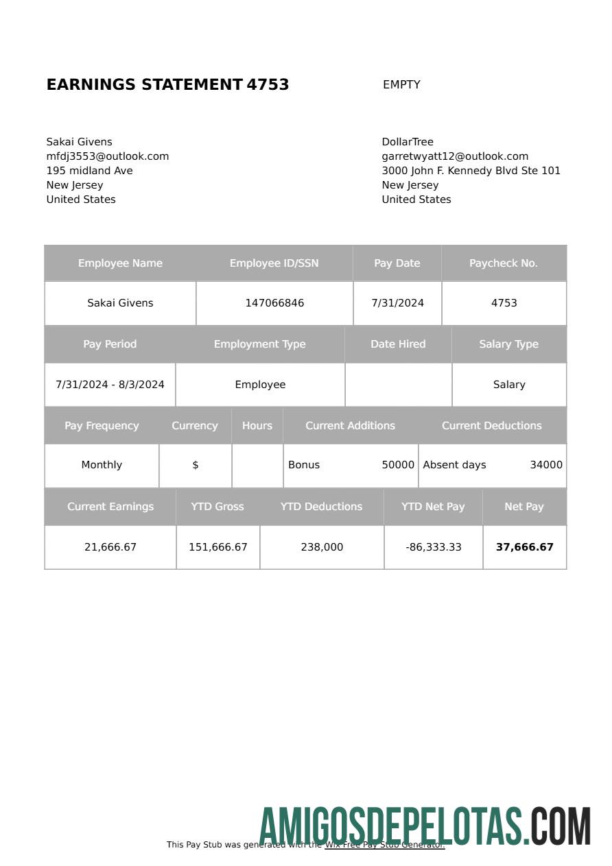 Imprimível Modelo de extrato de ganhos DollarTree em formatos Word e PDF.pdf, 1